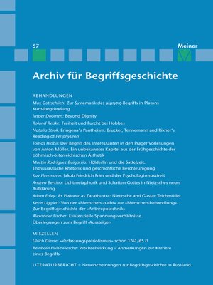 cover image of Archiv für Begriffsgeschichte. Band 57